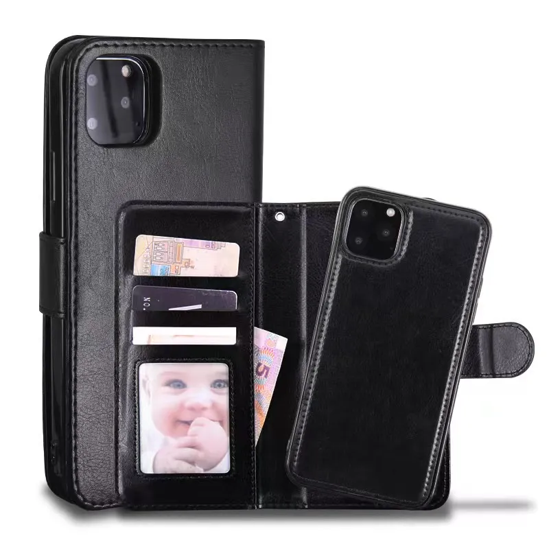 TELEFOONDAS LEDER Wallet Case Magnetic 2in1 Afneembare cover Case voor iPhone 14 13 12 11 Pro XS Max 7 8 Samsung S22 S21 S20 Ultra Note 20 Note10 S10 Plus