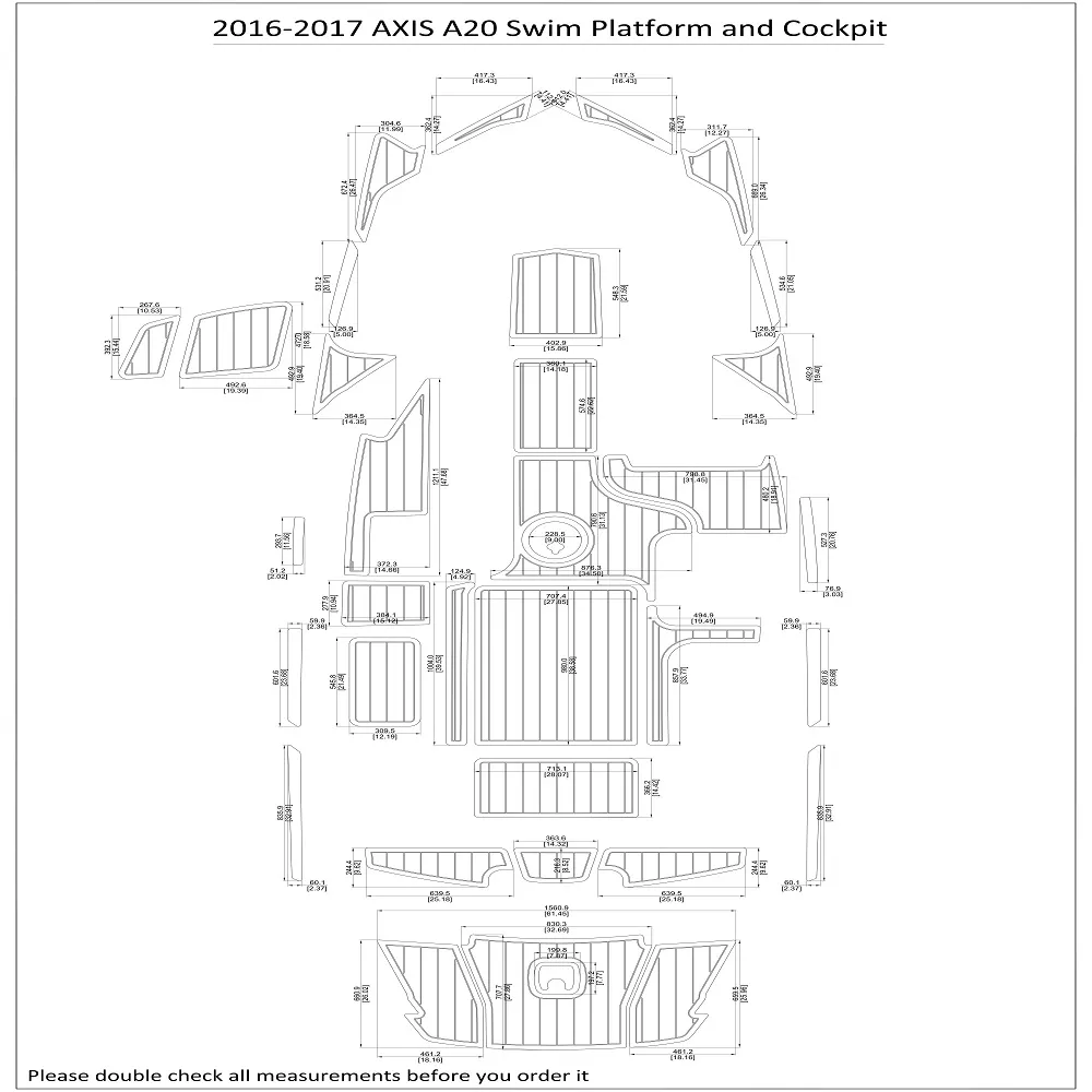 2016-2017 AXIS A20 BadeplattformCockpit Boot EVA Faux Foam Teak Deck Bodenpolster