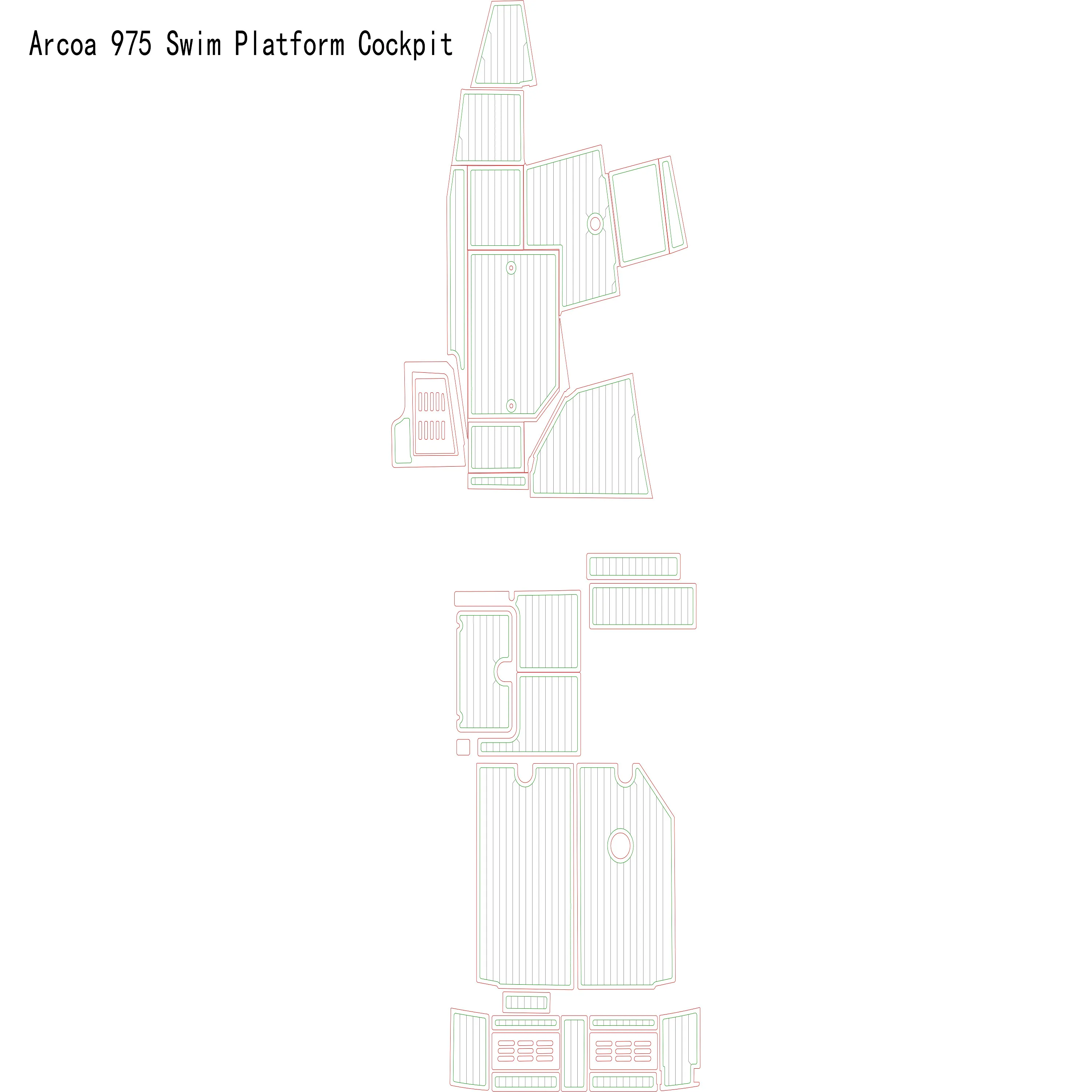 Arcoa 975 Swim Platform Cockpit Boat Eva Faux Teak Deck Floor Pad