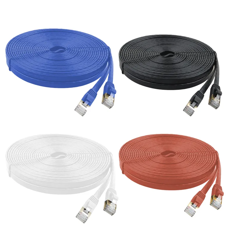 Kedi 7 Ethernet Kablosu 131.23ft Yüksek Hızlı Profesyonel Altın Kaplama Fiş STP Kabloları CAT7 RJ45 Ağ Kablosu 40 Metre Beyaz Siyah Mavi Kırmızı