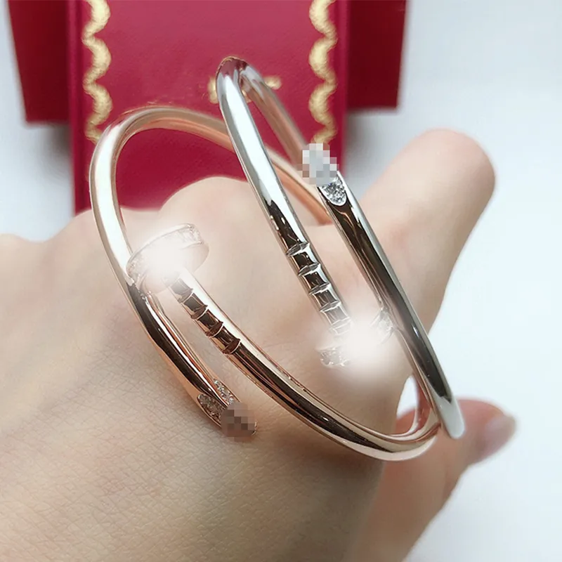 Bransoletka do paznokci Kobiety Mankiet Mankiet Stal nierdzewna luksusowy projektant Para otwarte paznokcie Brzeczak urok biżuterii Prezenty dla kobiety
