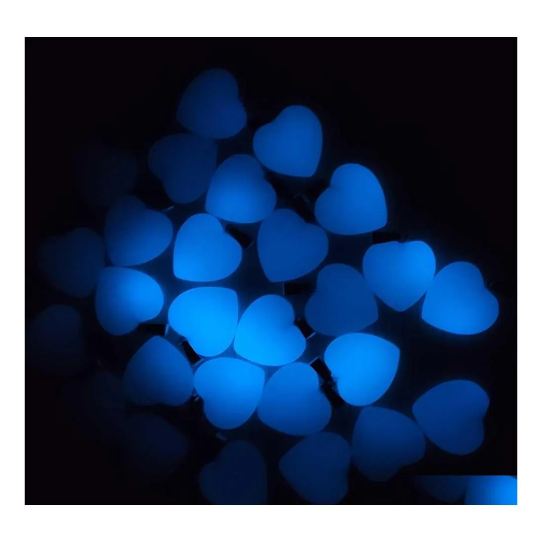 Charmes Mode Amour Coeur Bleu Lumineux Lueur Lumière Pierre Pendentifs Pour Collier Fabrication De Bijoux Livraison Directe Résultats Composants Dhc56