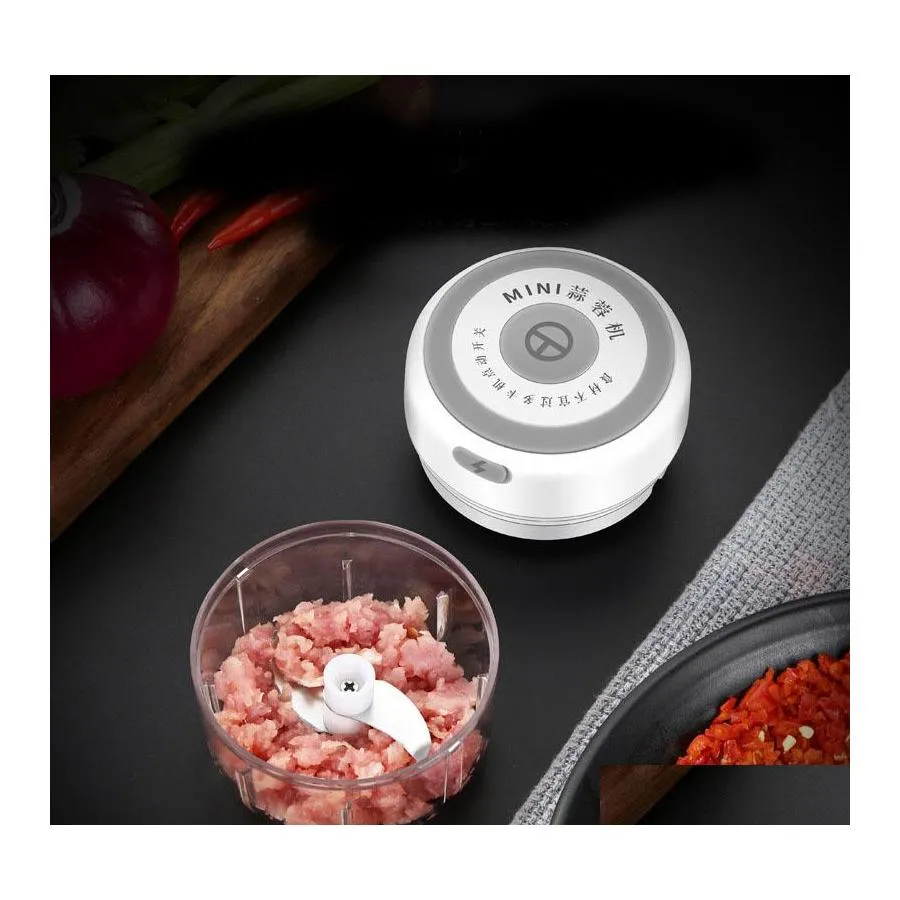 Other Knife Accessories Electric Garlic Mash Kitchen Cutter Usb Charging Long Life Meat Mincer Drop Delivery Home Garden Dining Bar K Dh20H