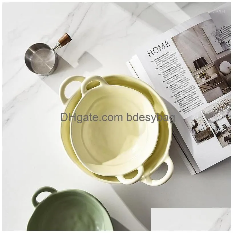 bowls matte two ear salad bowl irregular ceramic large serving plate simple tableware