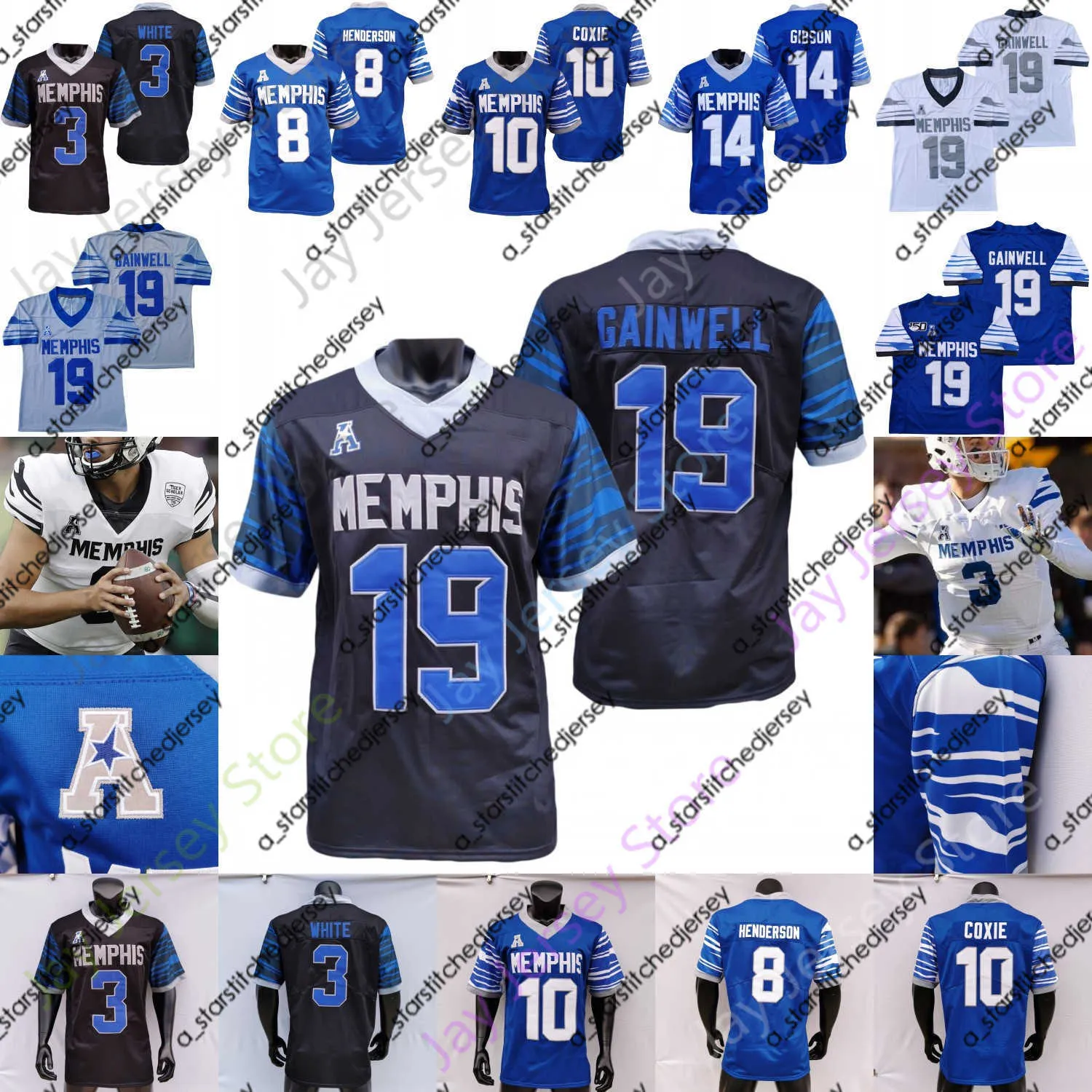 Maglie da calcio Memphis Tigers Maglia da calcio College Seth Henigan Jevyon Ducker Jaylon Allen Quindell Johnson Greg Rubin Lewis Thomas Martin Rogers