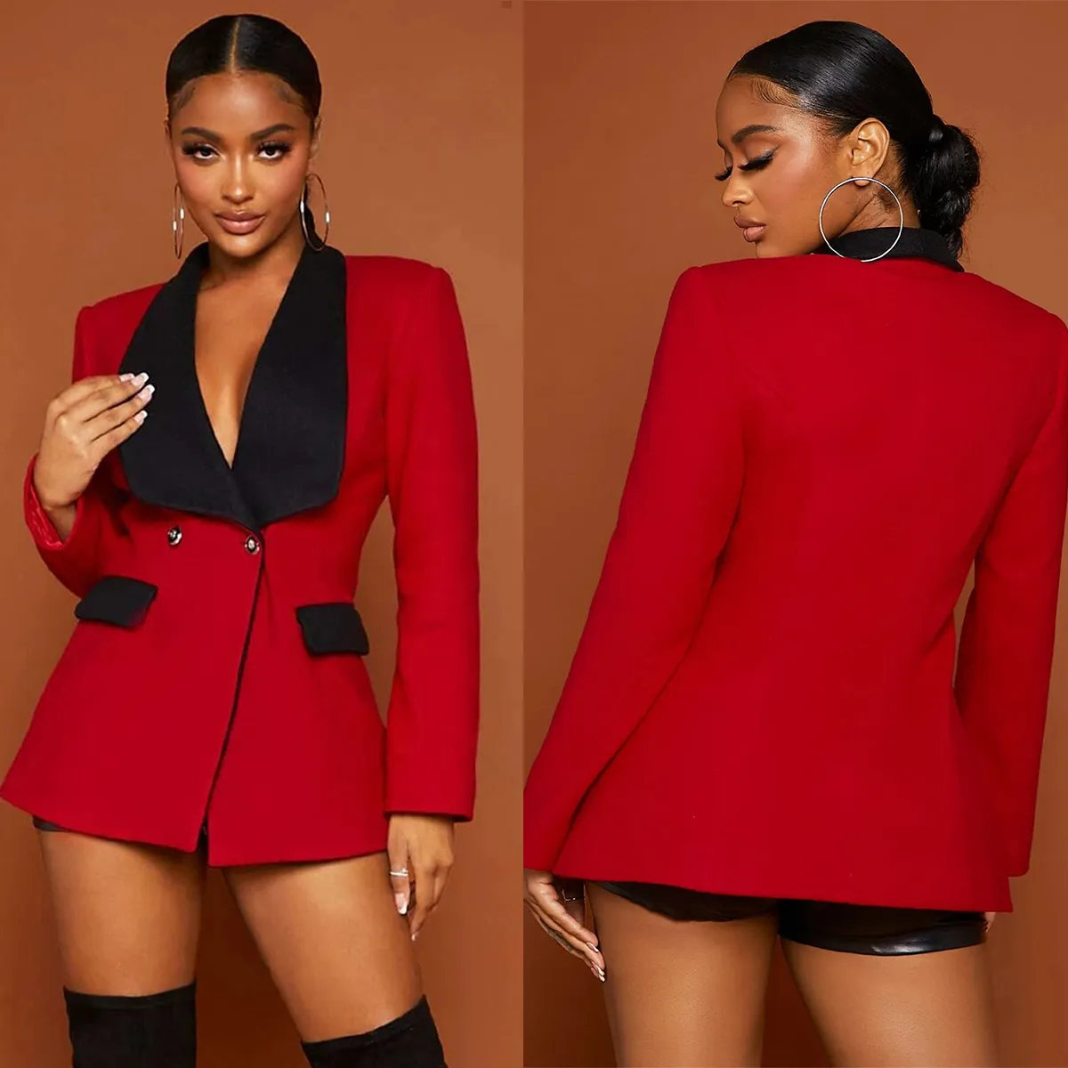 Slim Fit Red And Black Blazer Suit Dress Jackets For Women For Formal Weddings Proms And Evening Wear Long Sleeve One Piece Tuxedo From Greatvip 47.76 DHgate.Com
