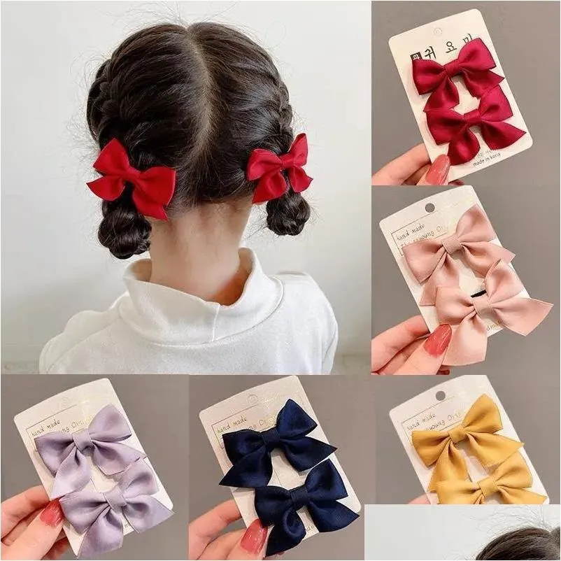 Bead Making Tools New Bow Headgear Cute Sweet Little Girl Hair Accessories Summer Girls Net Red Clips Baby Hairpins Children Hairs D Dhnlr