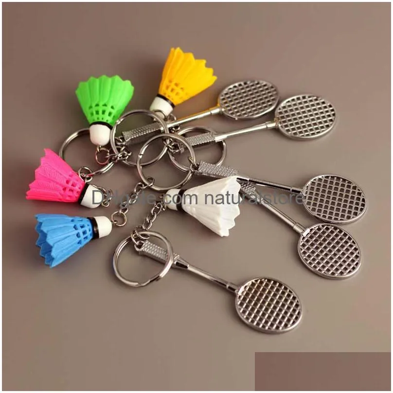 Nyckelringar Lanyards Mini 3D Badminton Keychain Colorf Decoration Key Chain KeyFob For Car Ring Bag Purse Sports Presents 5 Colors Drop Dhoml