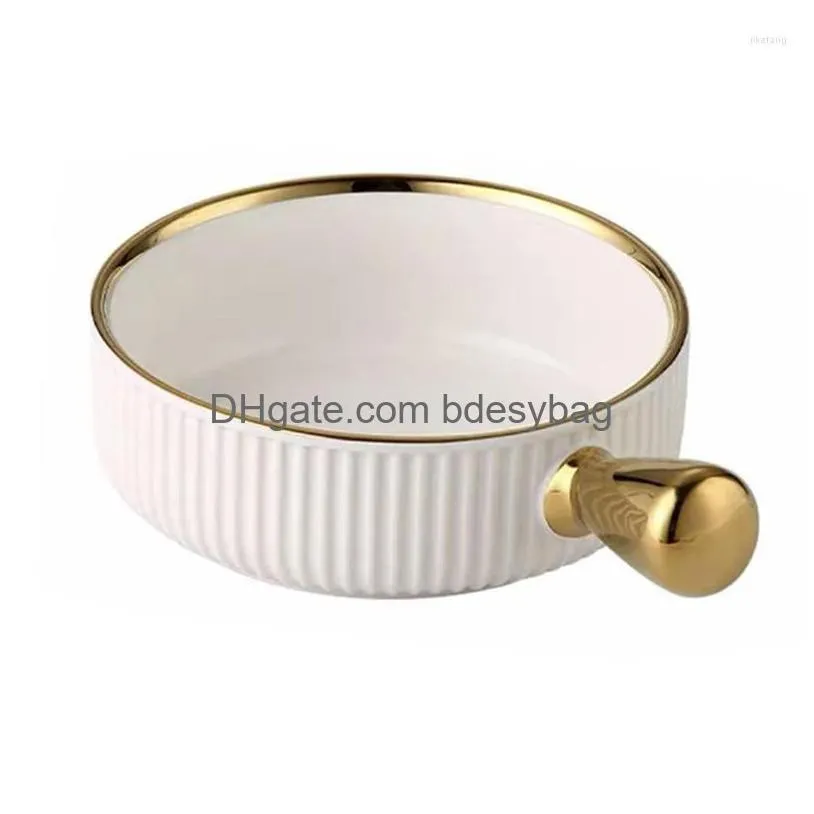 Bowls Ceramic Baking Bowl With Handle Nordic Phnom Penh Fruit Salad Home Dining Table Drop Delivery Garden Kitchen Bar Dinnerware Dhh2M