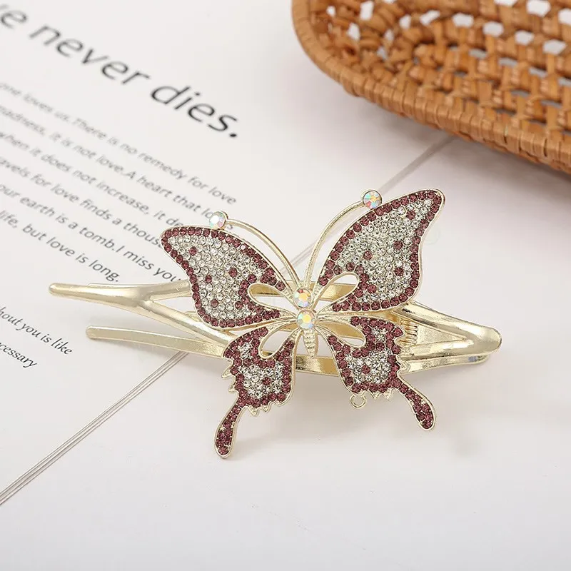 Women Hair Claw Rhinestone Butterfly Duckbill Barrettes Hair Accessories Hairpin Retro Back Head Ponytail Clip Headwear