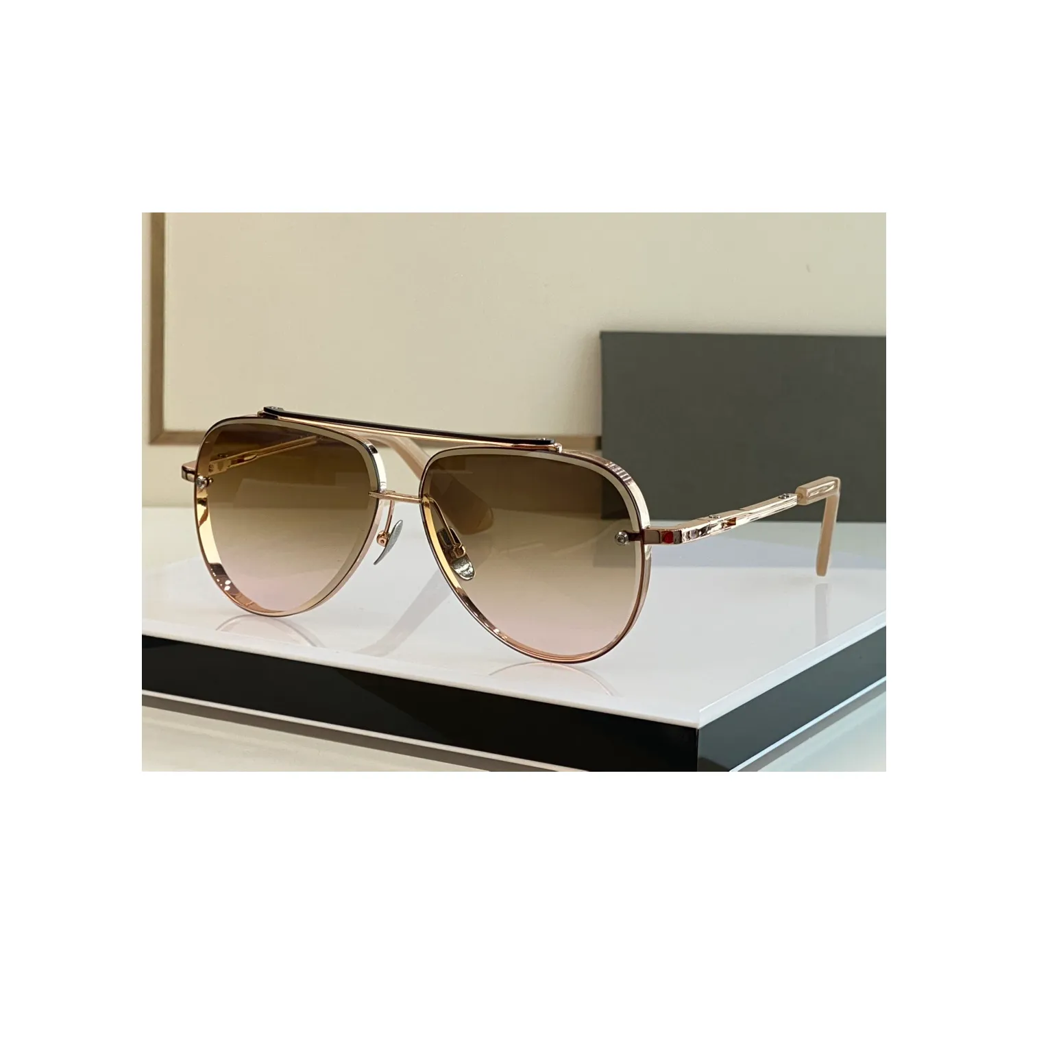 Occhiali Da Sole Pilota A Gradiente Marrone Rosa Uomini Occhiali