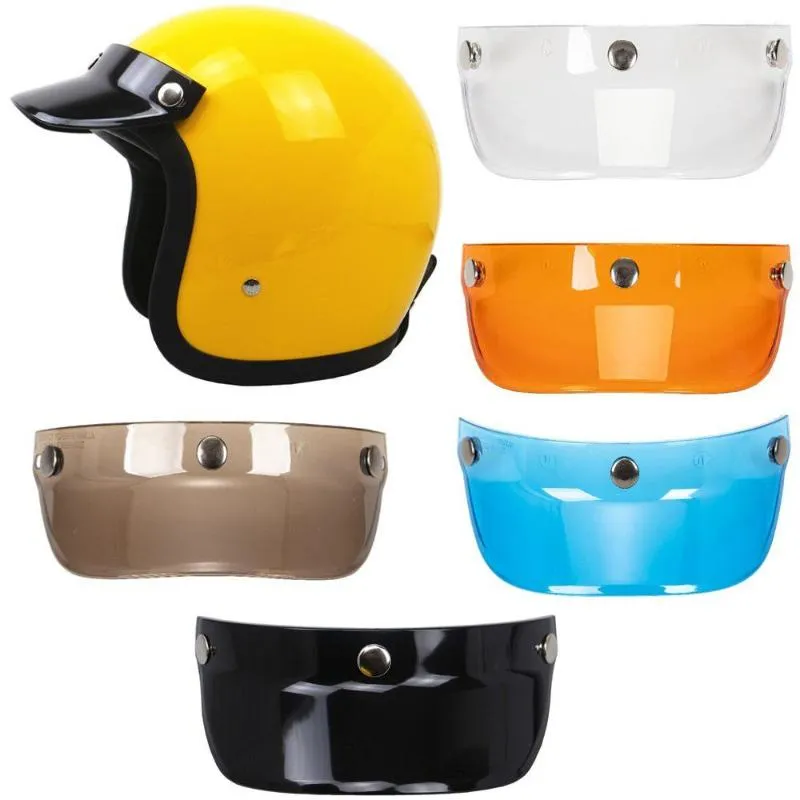Caschi da moto Visiera universale a 3 bottoni a pressione Visiera ribaltabile Paravento per casco aperto Accessori anti-UV