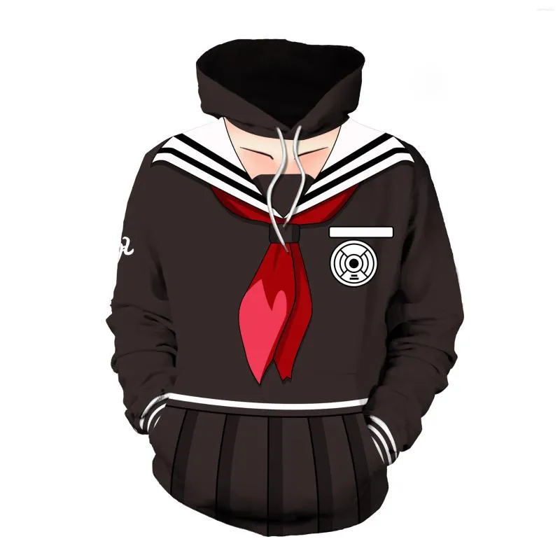 Herrtröjor anime perifera danganronpa cosplay hoodie roll touko fukawa monomi kazuichi soda 3d tryck mode pullover hoody