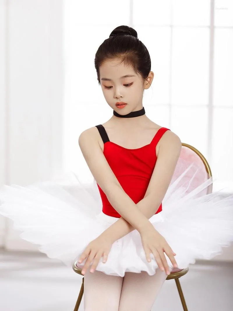 Stage Wear Wear Children Flelet Letard Summer Sling Gymnast