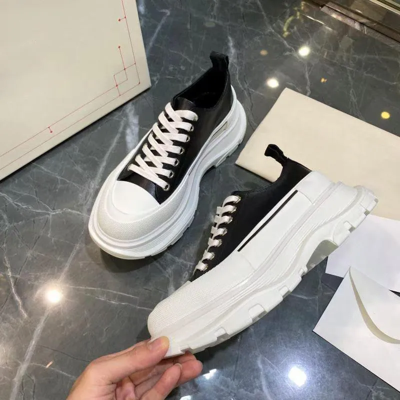 white Thick soled Casual shoes women Travel leather lace-up sneaker 100% cowhide fashion lady black designer Running Trainers Letters platform men sneakers size 35-45