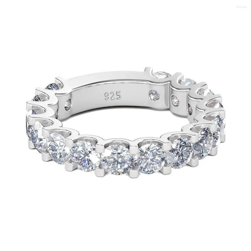 Cluster anneaux 4.5ct d Color Moissanite 925 Femme argentée sterling anneau brillant banquet de fête à la mode fine bijoux cadeau