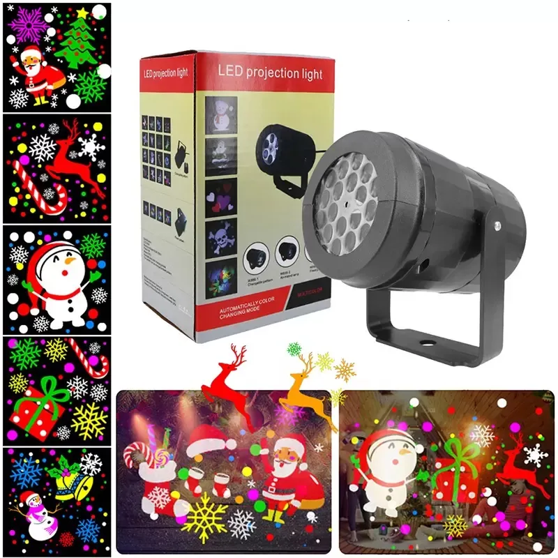 LED -effecten kerstprojectoren 16 Patroon Decoratieve verlichting Laser Projector Snowflake