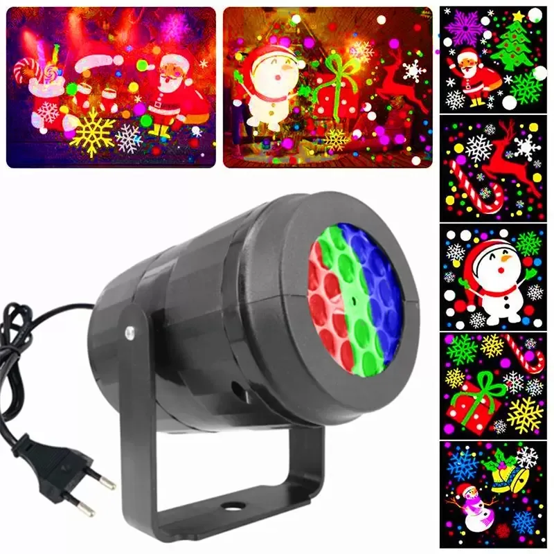 LED -effekter 16 Mönster RGB Jullaserprojektionslampan Snöflingeprojektor Ljus