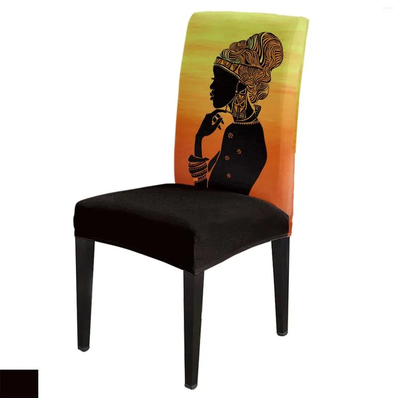 椅子はアフリカ族の民族女性のダイニングカバー4/6/8％のウェディングホームルームのスパンデックスの弾性スリップカバーケース