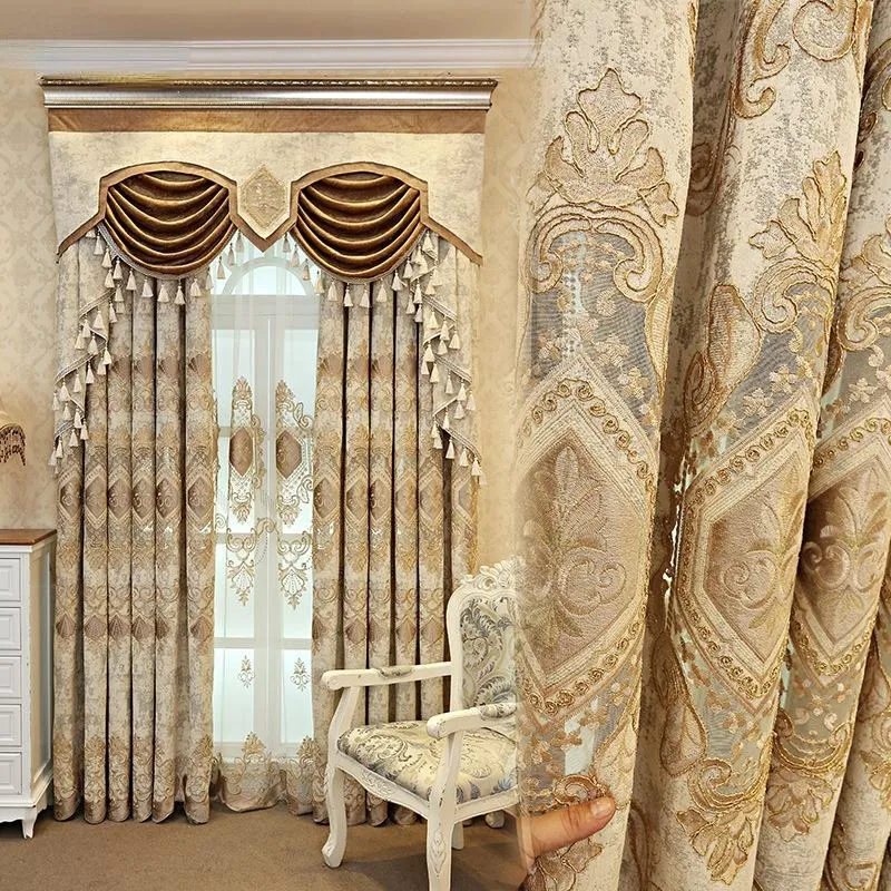 Rideaux brodés de Style européen personnalisés, pour salon, chambre à coucher, fenêtre à ombrage élevé