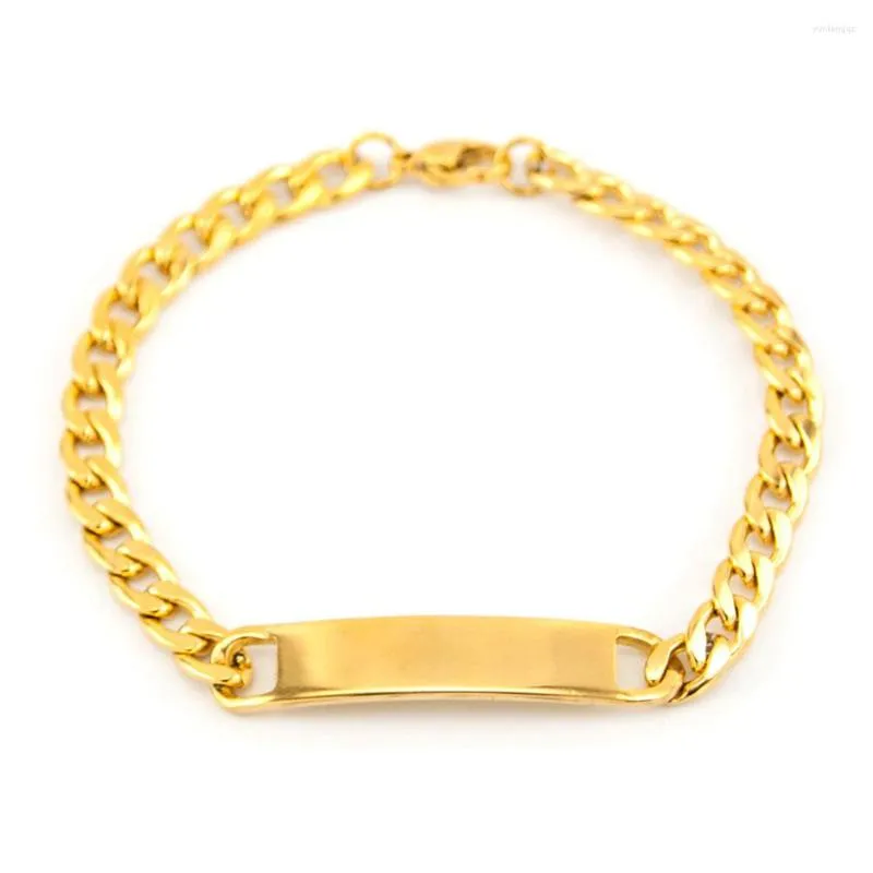 Charm Bracelets Bracelet Men Chain & Link Fashion Gold Stainless Steel Couples Jewelry IDBracelets Bangles Pulseira Masculin 10pcs