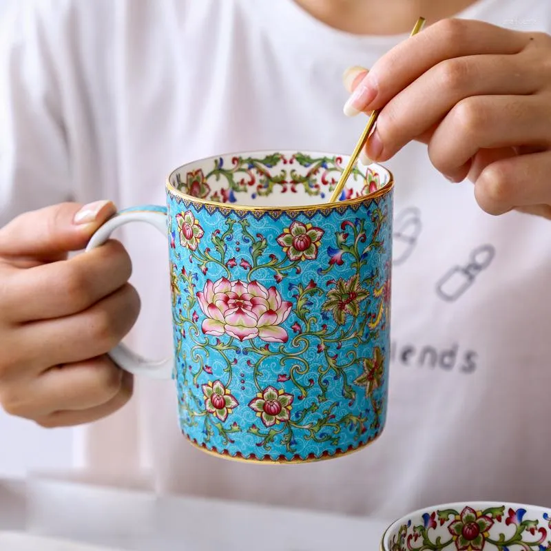 Tasses créatives en porcelaine, tasse à thé bleue de l'après-midi, Tazas, tasse à café, eau de petit déjeuner, cadeau de mariage, décoration de la maison