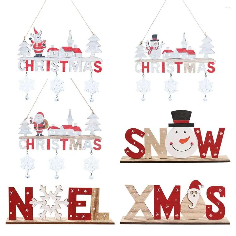 Decorazioni natalizie pendenti con a corda sospesa di ornamento in legno per finestra Accessori per feste artigianali in legno interno