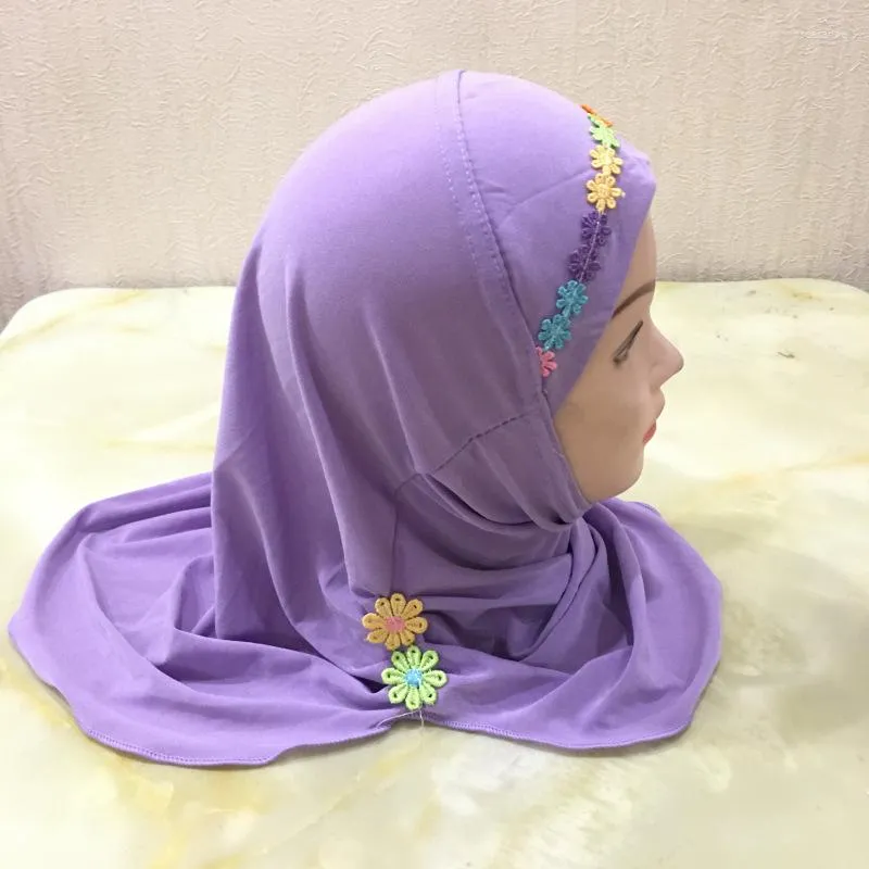 Ethnic Clothing Muslim Children Girl Crystal Scarf Hijab Wrap Head Cover Full Cap Shawl Islamic Arab Neck Prayer Hat Turban Headscarf