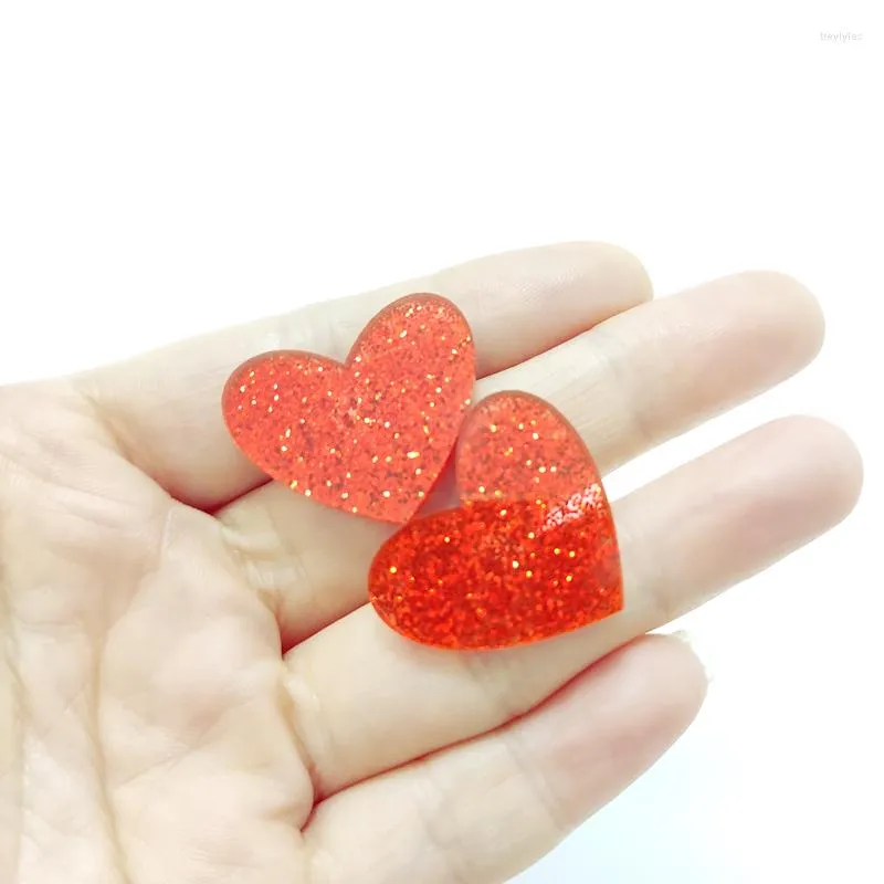 Stud Earrings KUGUYS For Women Girls Acrylic Cute Red Glitter Heart Fashion Festival Party Jewelry Accessories