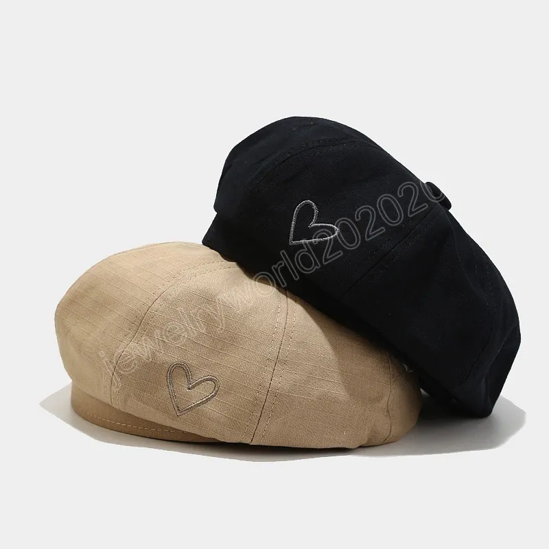 Bérets sans bord avec coeur coton béret chapeau pour femmes automne hiver créateur français peintre britannique octogonal chapeaux cadeau