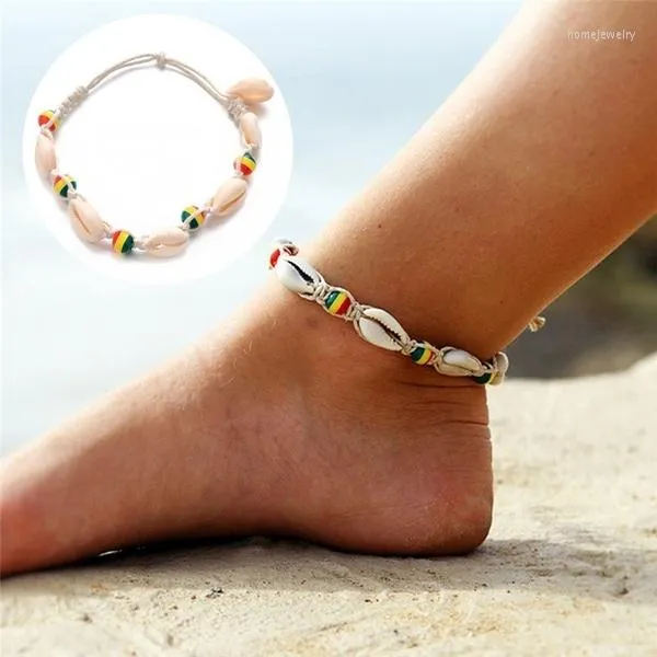 Ankiety koraliki skorupowe dla kobiet Bransoletka nóg plażowa ręcznie robiona bohemijska łańcuch stóp boho biżuteria Sandały Prezent