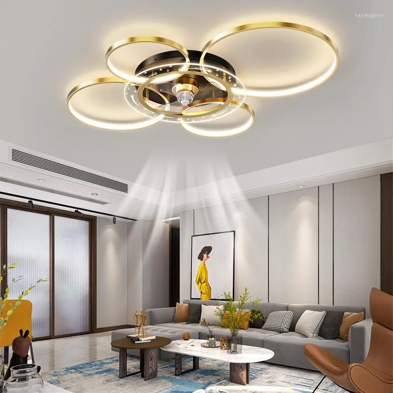 Plafoniere Ventilatori LED nordici con anelli per soggiorno camera da letto Cerchio lampada moderna