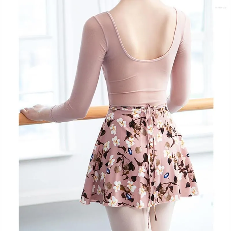 Stage Wear 2022 Ballet Skirt Adult Children Chiffon Flower Practice Tutu Women Floral Print Wrap Dancing Dress Girls' Dacenwear