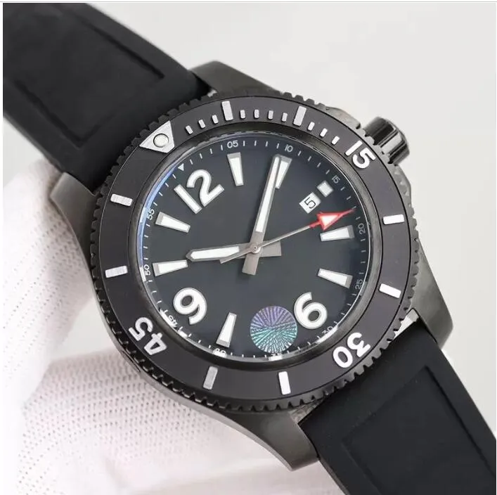 2023 Breit Super-Ocean quadrante 46 mm in acciaio inossidabile con lunetta girevole orologio da uomo orologio meccanico automatico con cinturino in caucciù orologi da polso luminosi