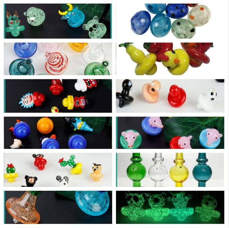 Coloured glass pipes bubble cap With Hole On Top Quartz Thermal Banger Nails Frosted Polished Joint E-nail Retail