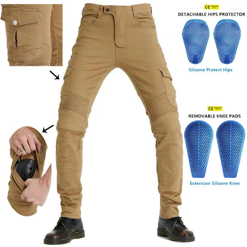 Motorcycle Apparel Men's Khaki Outdoor Cycling Traveling Armor CE Certification Jeans Stretch Racing Road Motocross Equipment Pants