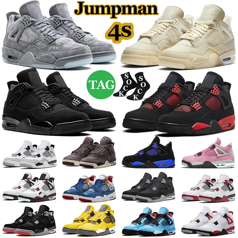 Jumpman 4 Men Basketball Shoes Retro 4S Womens Mens Trainers J4 Military Black Cat Sail Canvas A Ma Maniere Red Thunder Cement Outdoor Sports Sneakers Size 5.5-13
