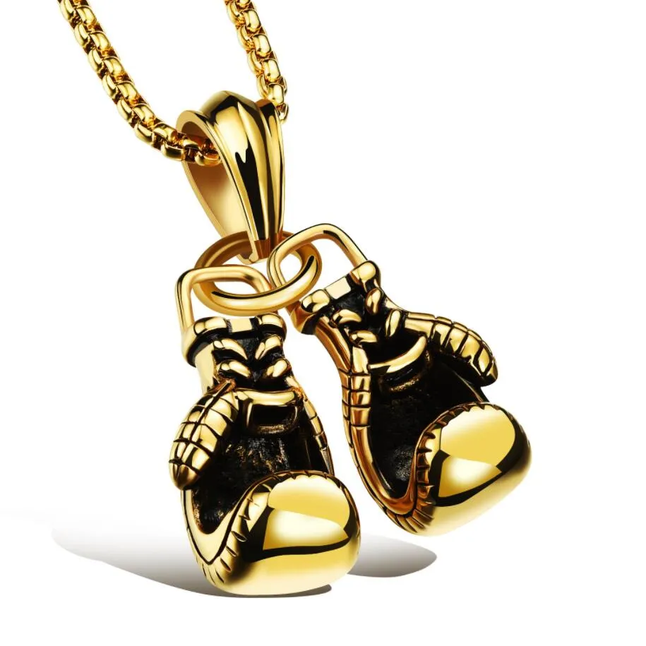 Lüks mini boks eldiven, erkekler için şimdiki necklace unisex coker hip hop zincir kolyeler