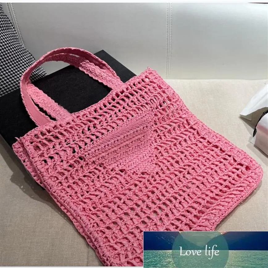 Donne borsetta estate Nuova sacca di paglia semplice borse da spiaggia per la spalla tessuta a mano Sweet Hollow Wave-Crocheted286J