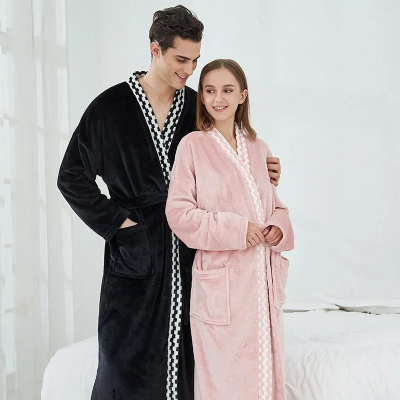 Vêtements de nuit pour hommes Robe de douche pour Couple Hiver Tissu éponge Robes Hommes Plus Xxl Robe de chambre Femmes Microfibre