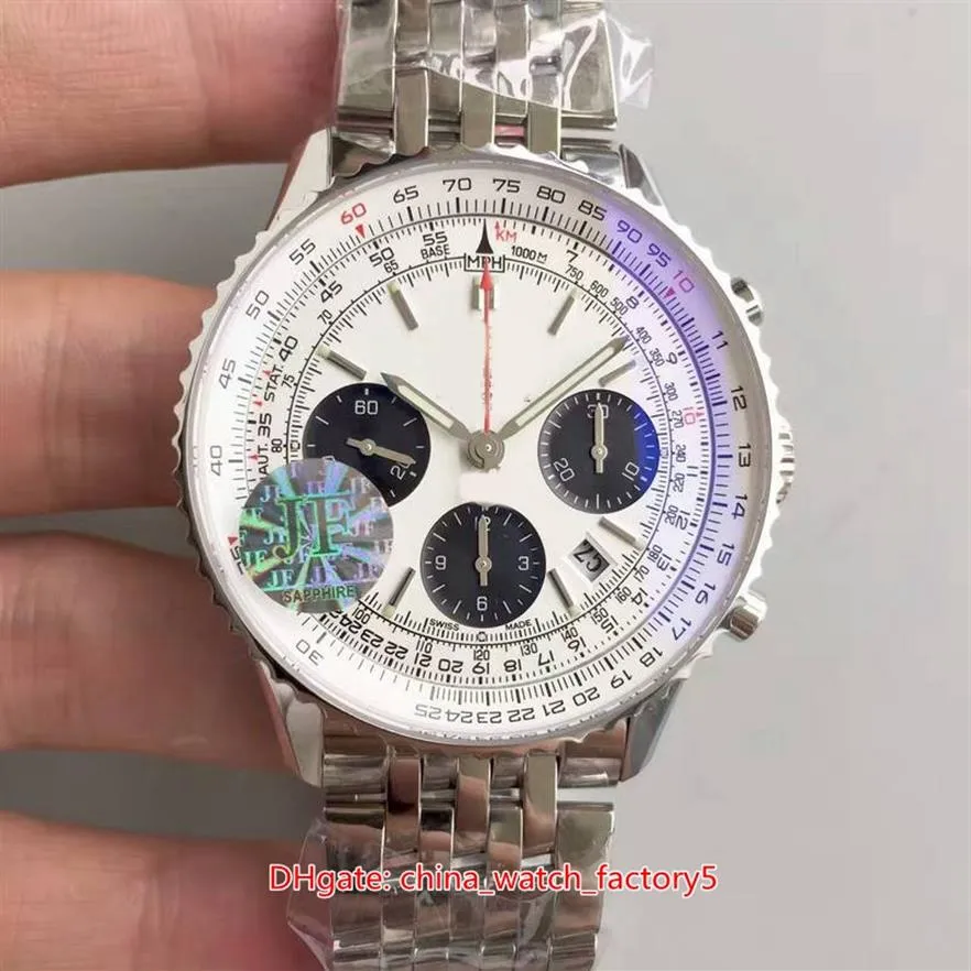 JF Maker Montres de qualité supérieure 3 couleurs 43 mm Navitimer AB012012 BB01 Chronographe en acier inoxydable Suisse ETA 7750 Mouvement automatique Me300R