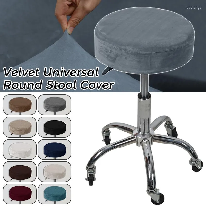 Chair Covers 11 Styles Round Cover Solid Color Velvet Stool Elastic Seat Home Bar Simple Stretch Slipcover Fashion