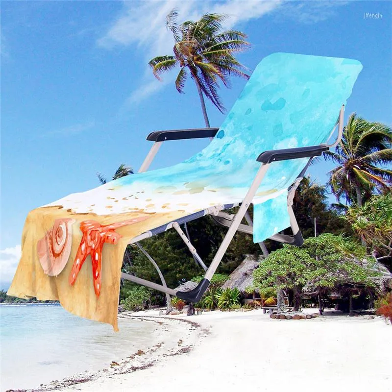 Pokrywa krzesełka okładka salonu z mikrofibry z kieszeniem do przechowywania przytulne letnie słońce plażę długi ręcznik 210 x 73 cm