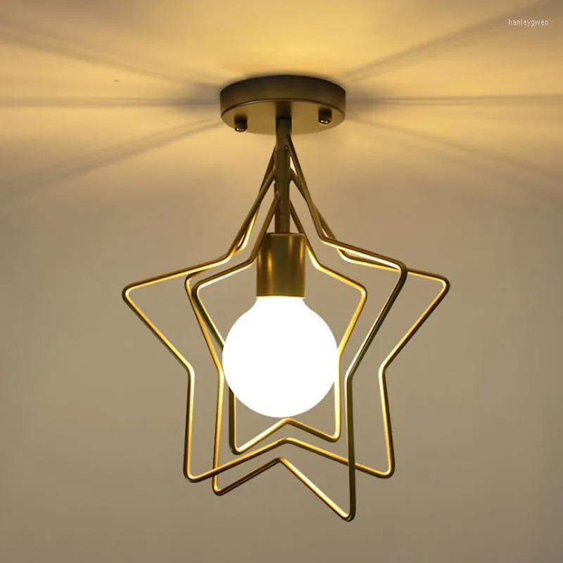 Taklampor Homhi Gold Star Modern LED-ljuslampa för rum Living Decoration Iron Lampy Sufitowe Corridors HZL-005