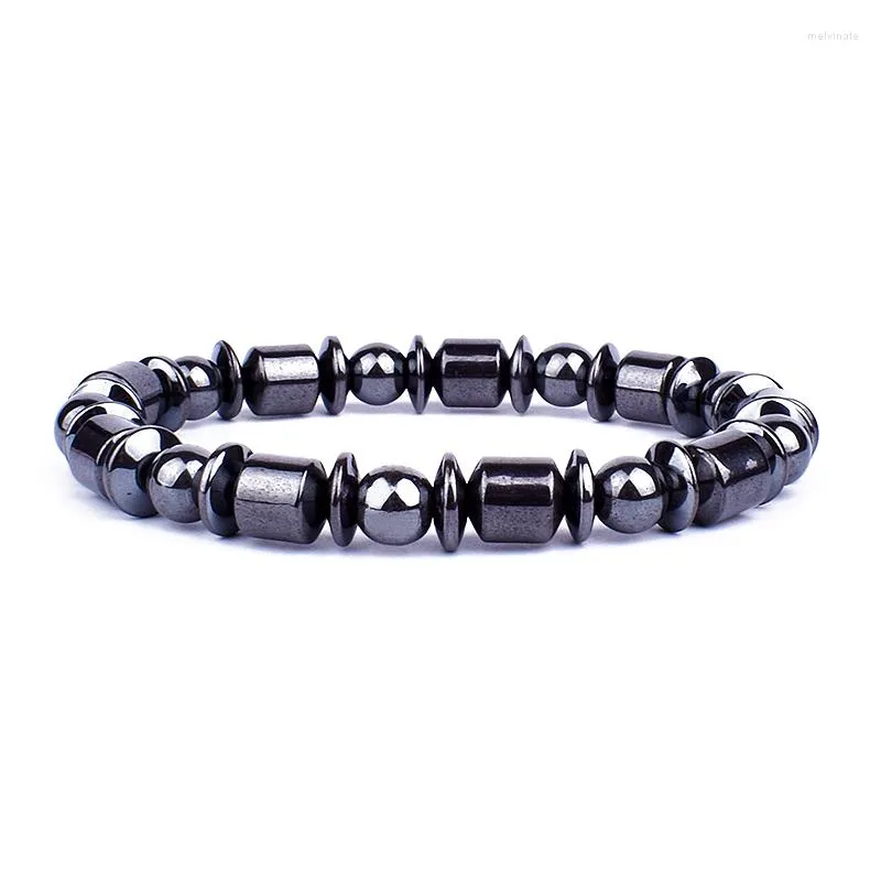 Strand Simple Beaded Elastic Magnetic Magnet Bracelet Black Beads Therapy Health Jewelry