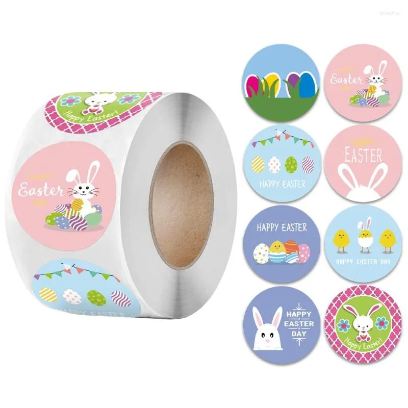 Jewelry Pouches 500pcs/roll 1 Inch Easter Stickers For Kids Eggs Assorted Self-Adhesive Round Sticker Teachers Party Decorations