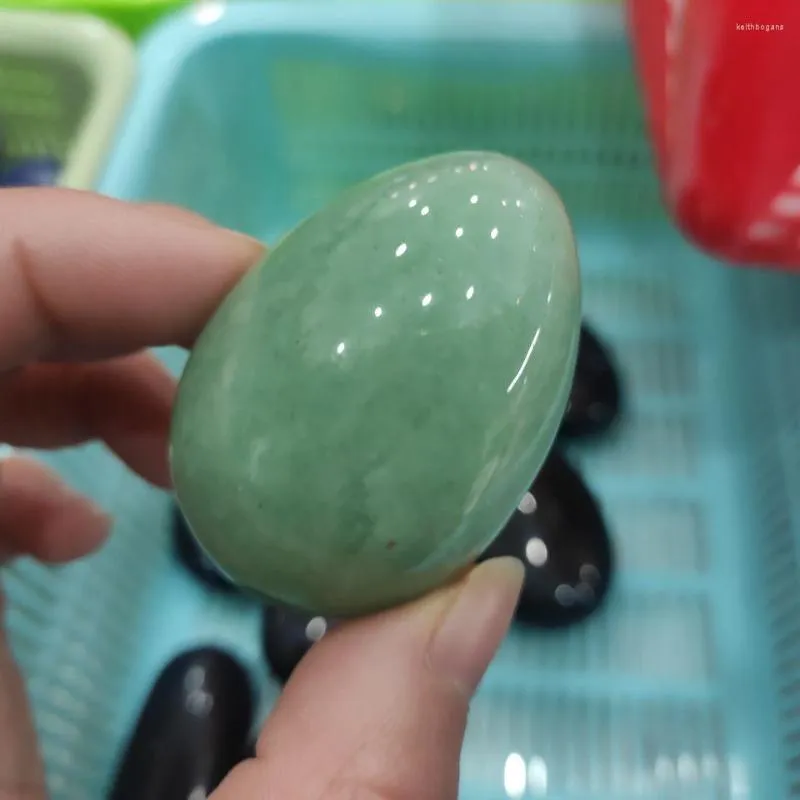 Decorative Figurines 1pcs 4-5cm Green Aventurine Quartz Egg With Natural Bell Chakra Healing Crystal Reiki Stone Carved