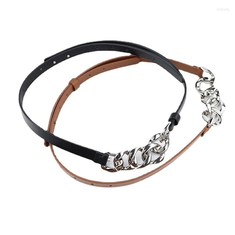 Belts Women's Metal Waist Chain Belt Snap-on Ladies Top Layer Leather Fashion Girdle Wholesale For Women