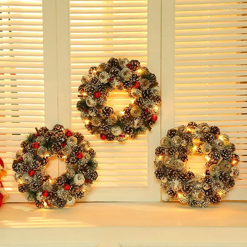 Juldekorationer Ljus Garland Ornament Rattan Circle El Window Door Hanging Merry Decoration