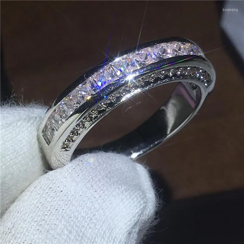 Anneaux De mariage couleur argent 925 bijoux 1.5 carats Zircon anneau pour femmes luxe naturel eau douce Sonte péridot Anillos De boîte